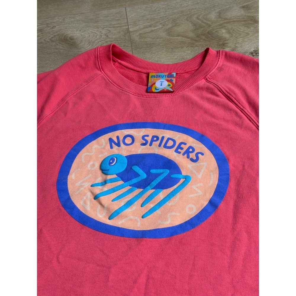 EUC Mokuyobi Women's Size S "No Spiders" Sweatshirt USA Made Pullover Coral - Picture 3 of 12